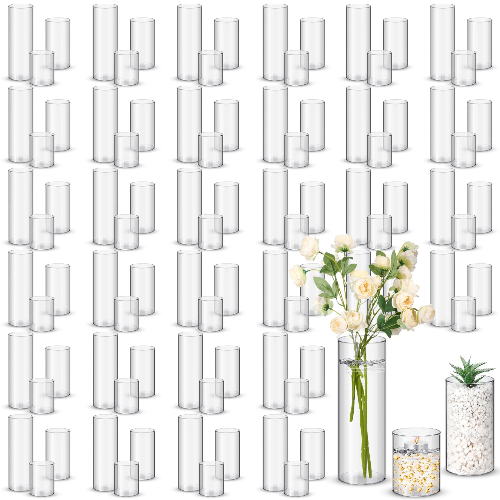 Vases cylindriques pour mariages et fêtes | 90 bougeoirs de table Nuogo