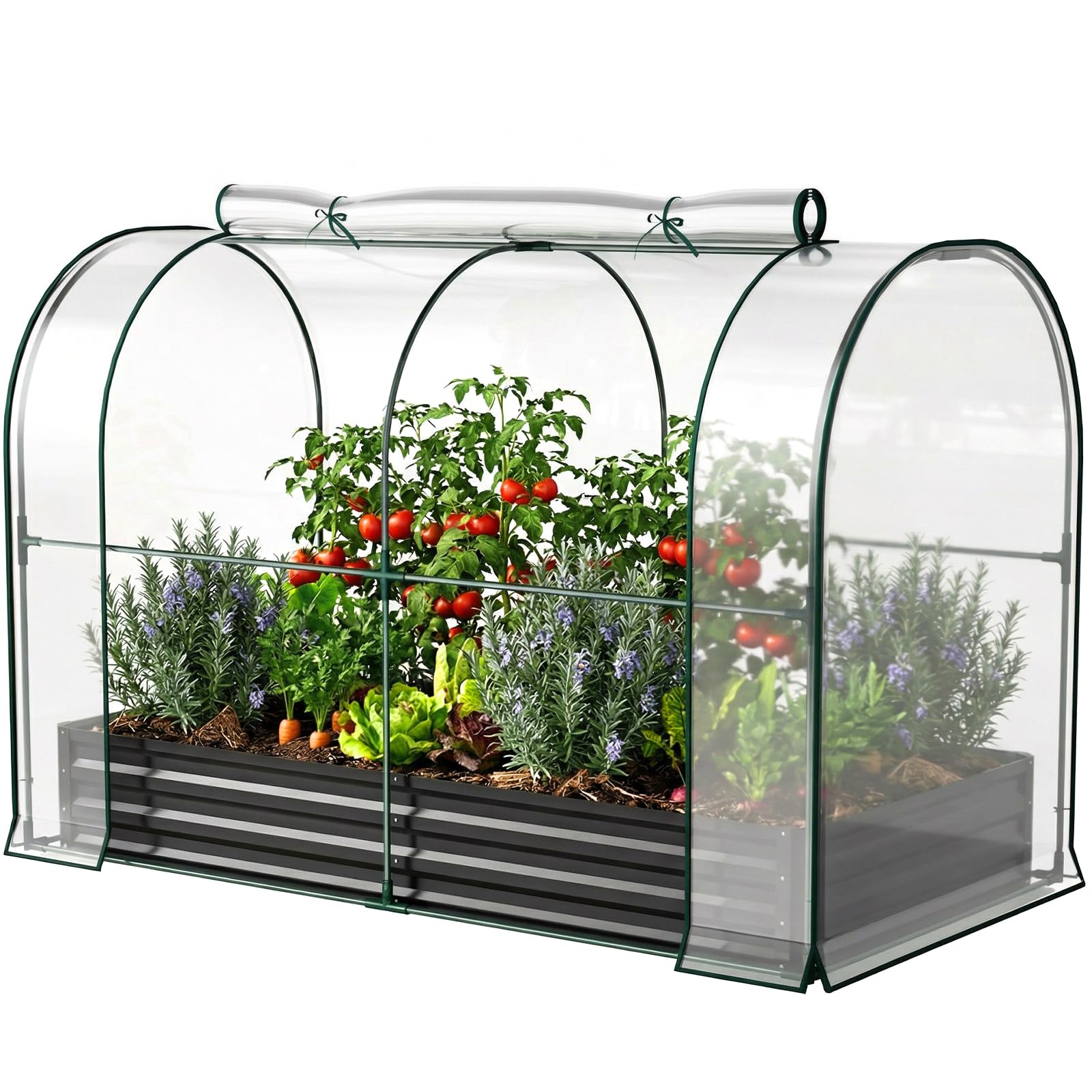 Galvanized Raised Garden Bed for Gardening with PVC Cover