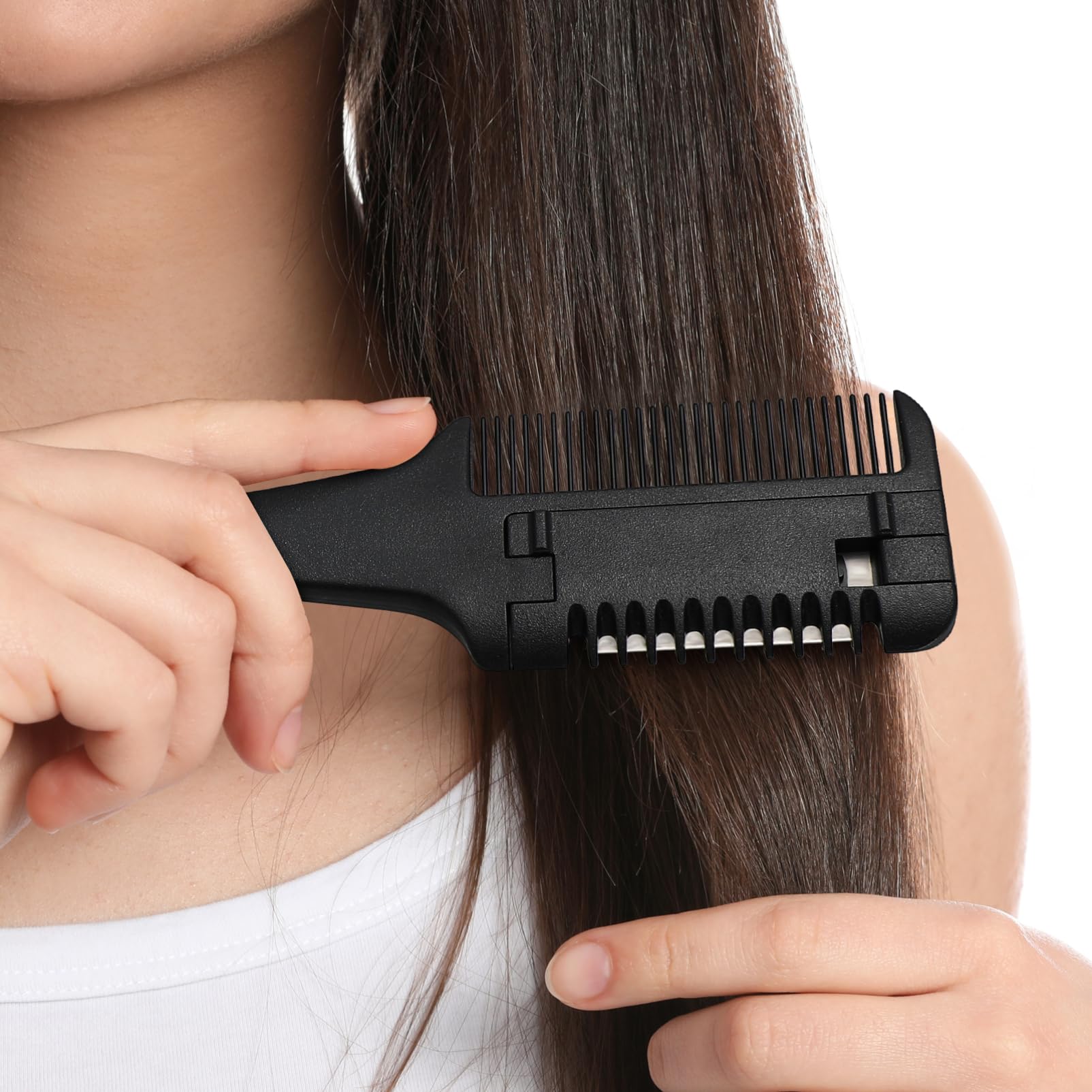 Ipetboom Razor Combs for Hair Cutting Women Men 2pcs, Double Hair Razor Trimmer Blades Thinning Comb for DIY Styling, Black