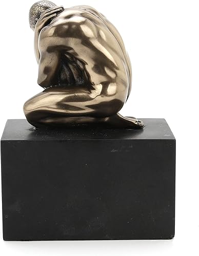 Miniatura 6 de Veronese Design Estatuilla masculina llorona desnuda de 4 38 pulgadas de alto en zócalo de resina fundida en frío, escultura de arte corporal de