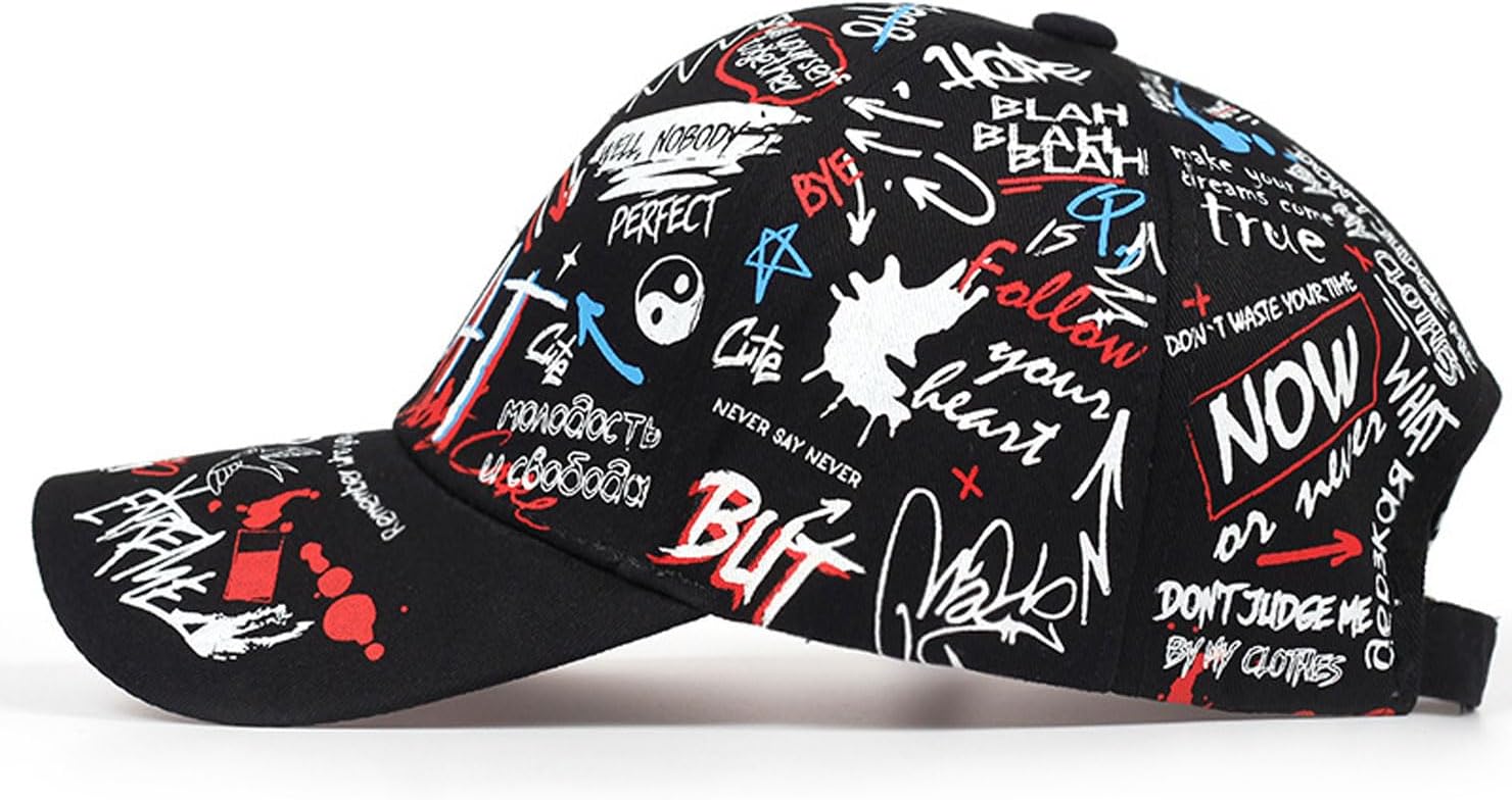 Street Graffiti Baseball Cap, Korean Trendy Printed Adjustable Hip-Hop Cap,Stylish Youth Designer Hat for Men & Women - Image 4