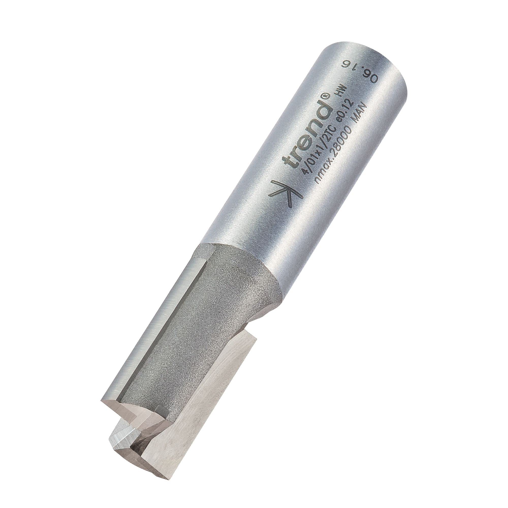 Trend Professional Straight Two Flute Router Cutter, 1/2 Inch Shank, 14Mm Cut Diameter, Tungsten Carbide Tipped, 4/01X1/2Tc