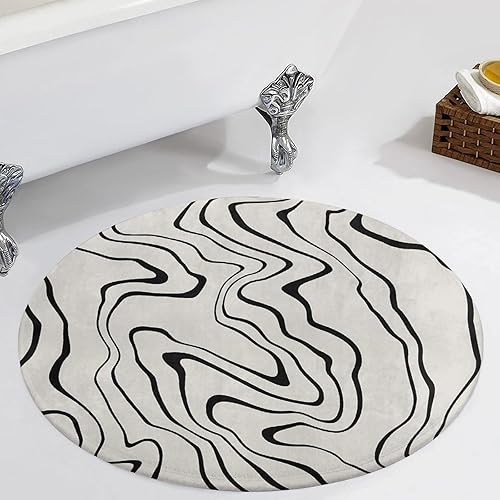 Miniatura 5 de HoaMoya Alfombra redonda topográfica negra, alfombra circular para baño, dormitorio, cocina, alfombra antideslizante de 2 pies