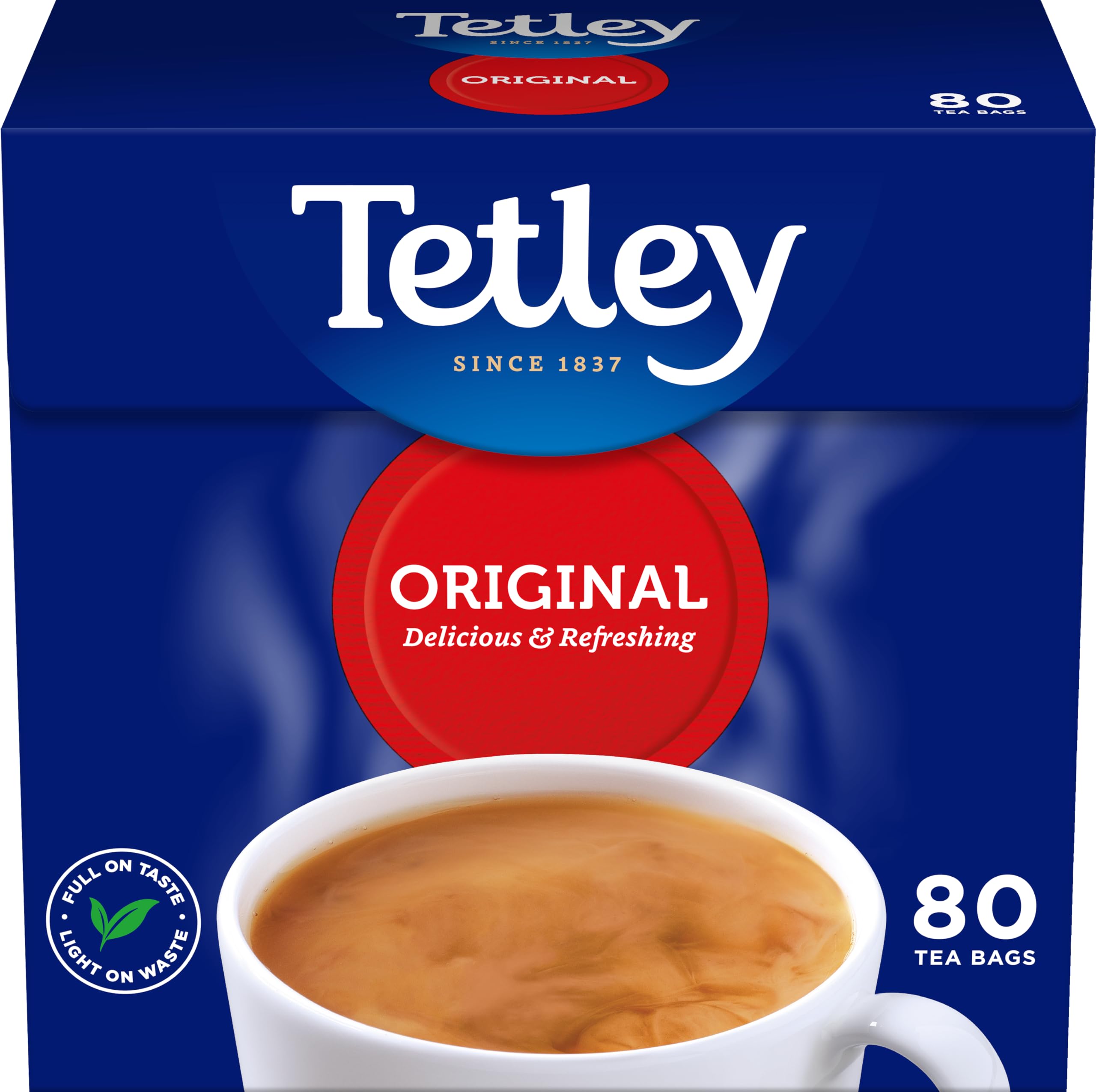 Tetley Original Black Tea Bags - Full Flavoured British Brew - Perfect for Breakfast or Anytime - Rainforest Alliance Certified - 80 Teabags (1 Pack)