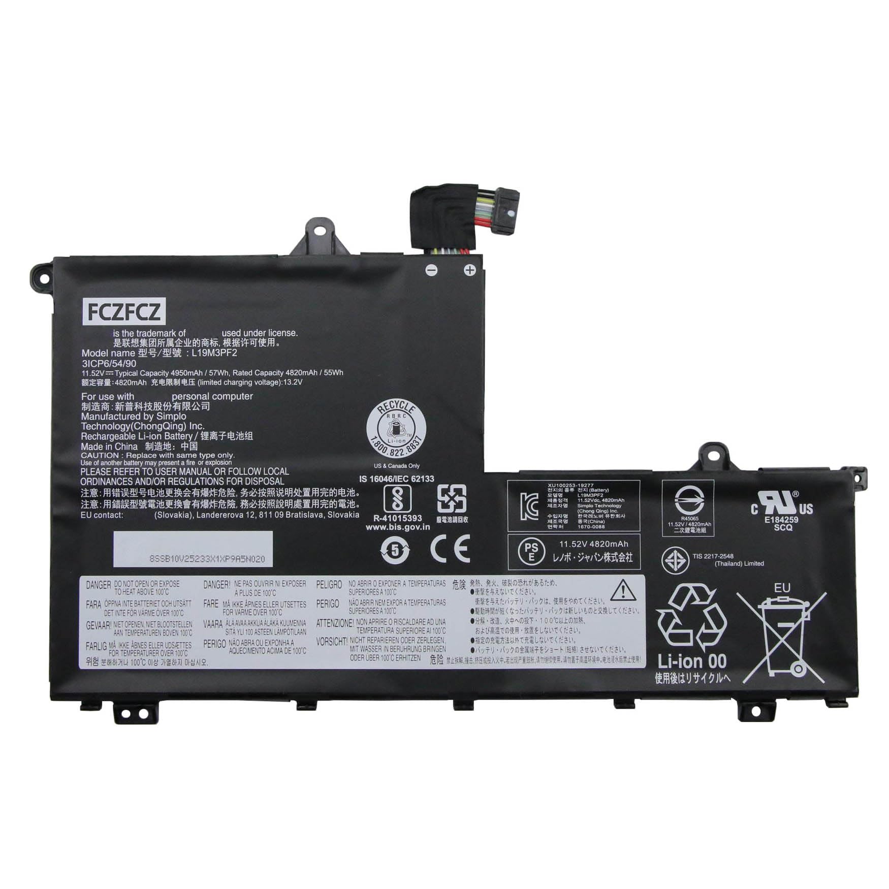 Amazon.com: FCZFCZ L19M3PF2 Battery 57Wh Replacement for Lenovo