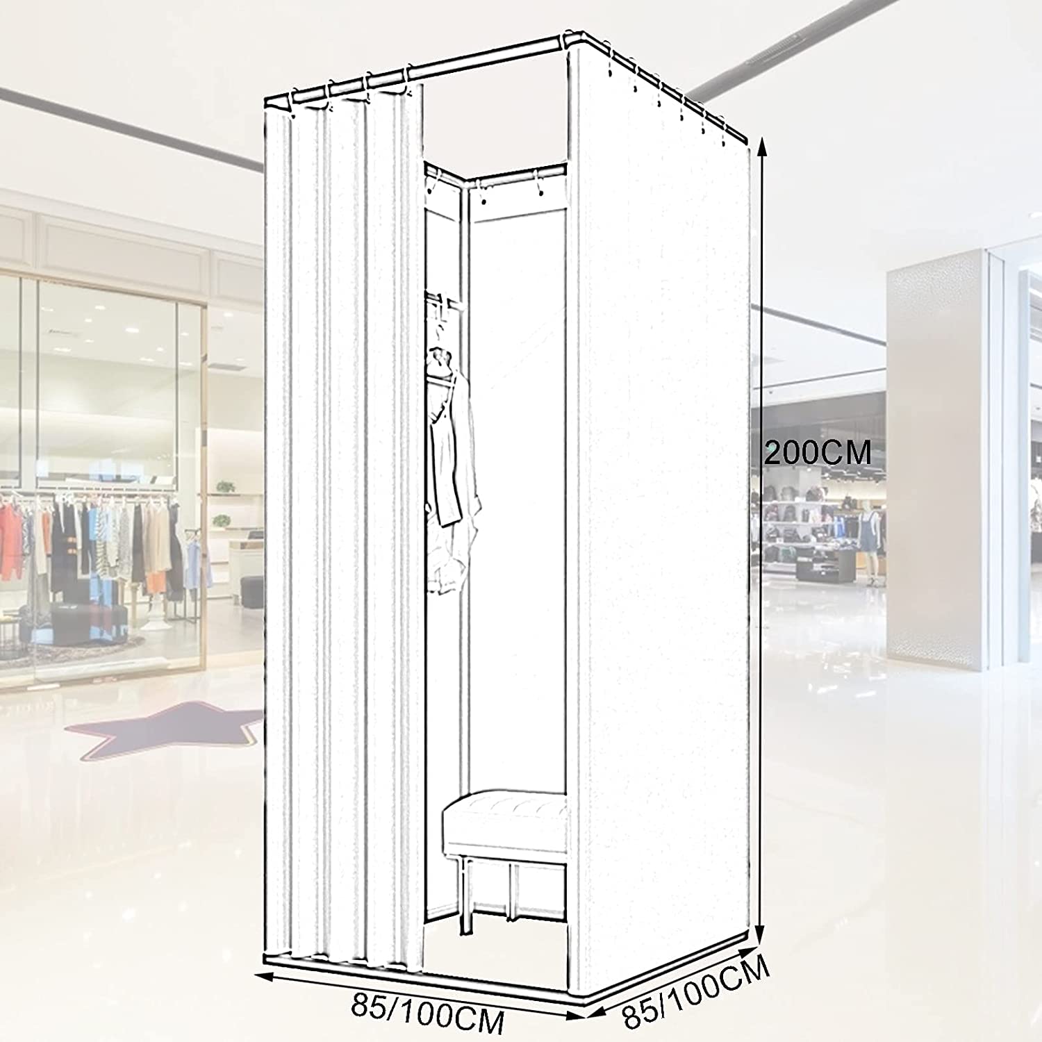 Stanza mobile per negozio di abbigliamento, semplice e lussuoso spogliatoio per boutique, ideale per comodità e stile in qualsiasi allestimento boutique