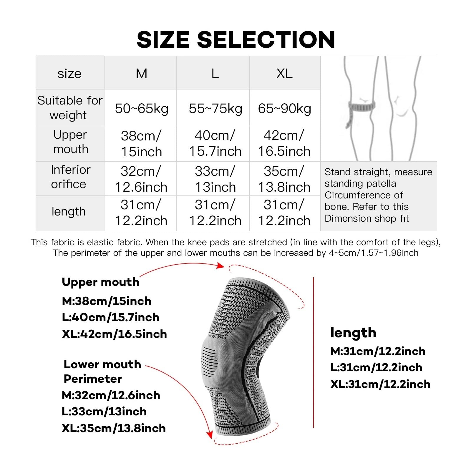 MRKU Genouillères de Sport antidérapantes, Maintien et Protection, Sangle Demi-pièce, Protection rotulienne et ménisque Interne, en Silicone, Compression, orthèses de Sport, Basketball, Course à Pied
