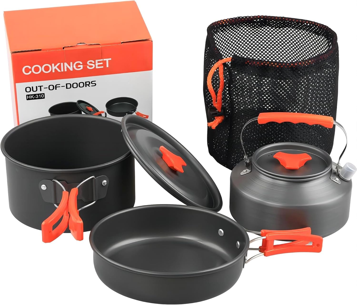 Hoquare Camping Cookware Set, 3pcs Nonstick Outdoor Aluminum Lightweight Camping Pan, Camping Pot, Portable 2-3 People Camping Cooking Kit for Travel, Camping, Hiking, Picnic, BBQ (Orange) Hoquare Camping Cookware Set, 3pcs Nonstick Outdoor Aluminum Lightweight Camping Pan, Camping Pot, Portable 2-3 People Camping Cooking Kit for Travel, Camping, Hiking, Picnic, BBQ (Orange)