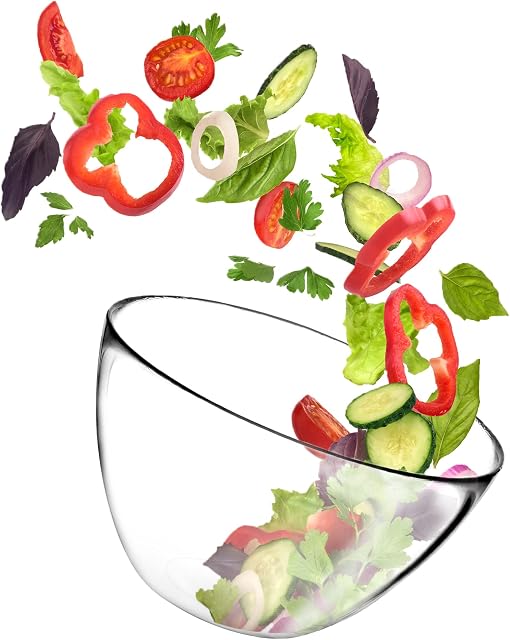 KADAX Glass Bowl, Salad Bowl, Round Mixing Bowl, Glass Food Storage, Snack Bowl, Large Vegetable Container, Serving Container for Home ( 17 cm)