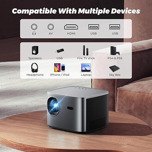 Miniatura 7 de Auto FocusKeystone Proyector Groview 4K con WiFi y Bluetooth, proyector de películas ANSI 1000 para uso en exteriores, proyector con zoom del