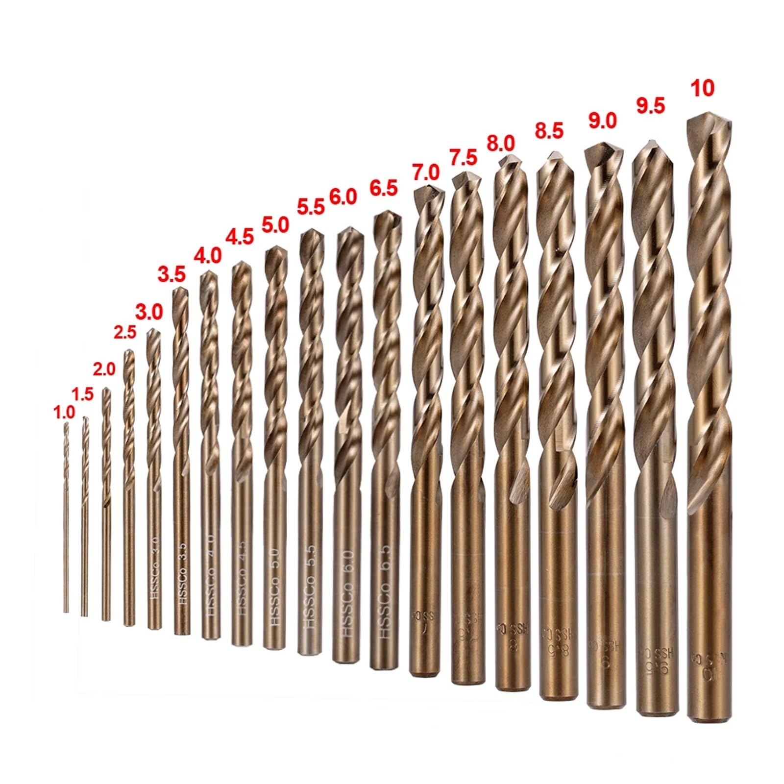 Juego de brocas para taladro rotativo Juego de brocas helicoidales métricas M35 HSS-Co acero alta velocidad con 5% cobalto y estuche metálico for inoxidable, madera metalurgia(25pcs box)