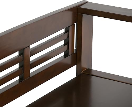 Miniatura 12 de Simpli Home Adams Banco para entrada con espacio de almacenamiento, Marrón (Rustic Brown) Castaño medio rústico,café envejecido natural rústico.