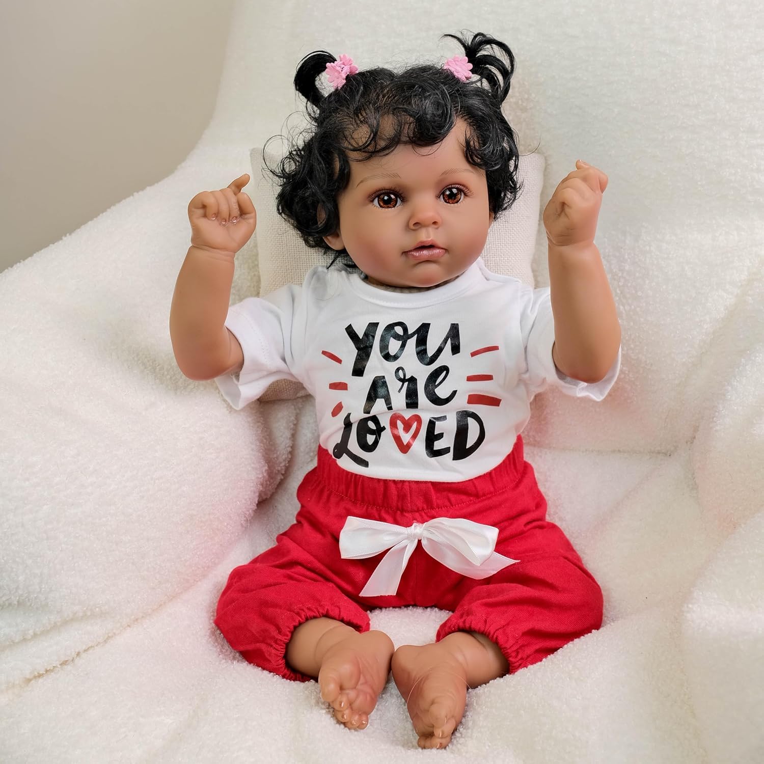 Realistyczne lalki Reborn Baby Dolls Afroamerykanie, noworodek, czarne, tkanina, ciało, miękkie, winylowe, pełne kończyny, realistyczne lalki niemowlęce z kręconymi włosami, zabawka, prezent