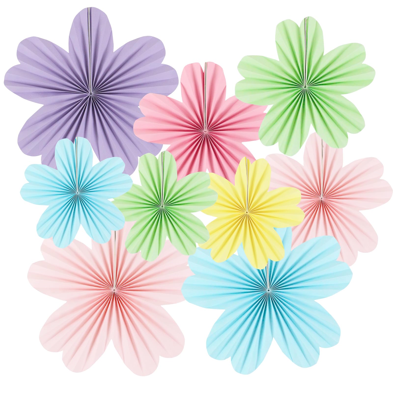 zilue Paper Fans Party Decorations Pastel Party Decorations Pack of 9