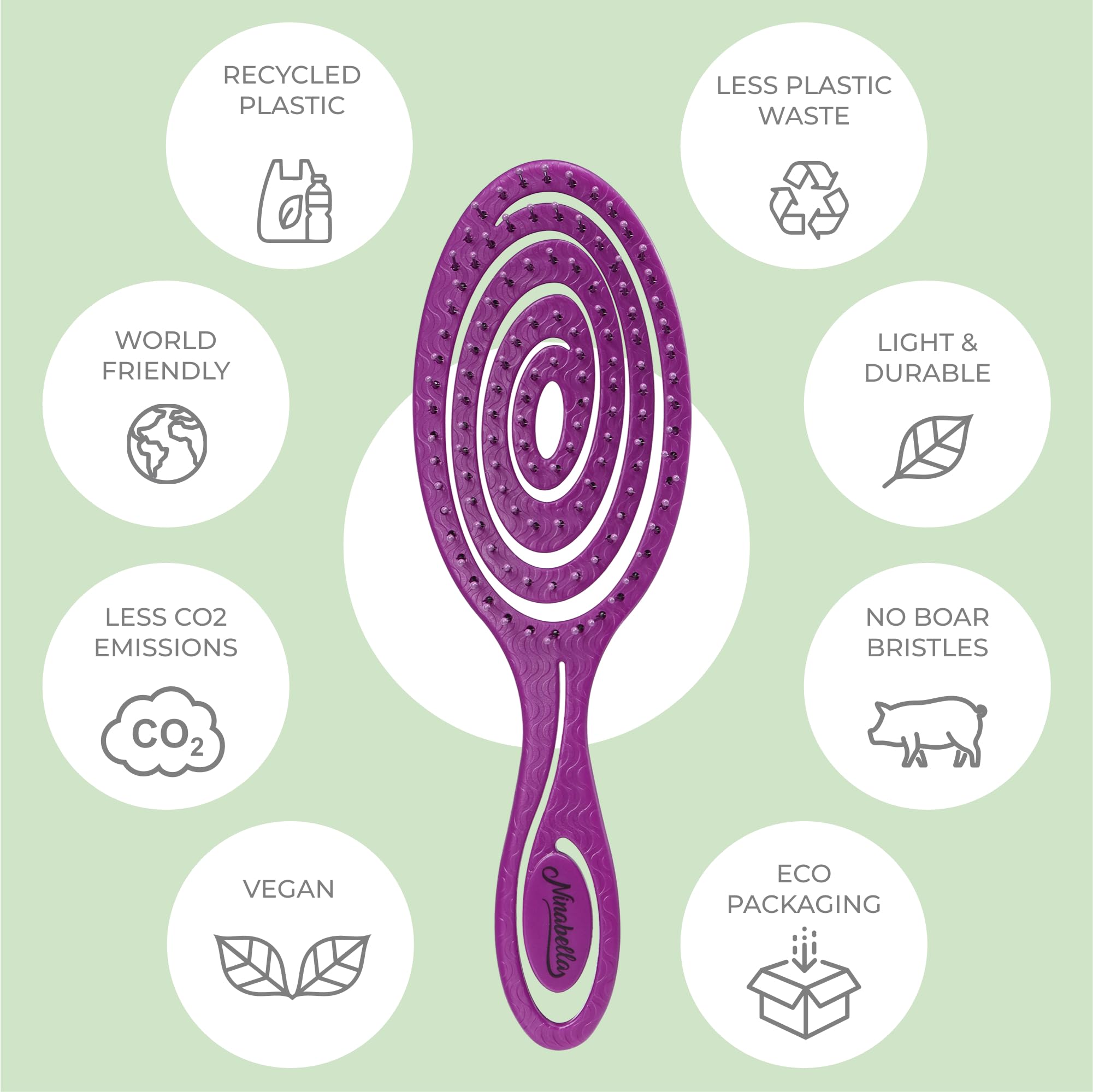 Ninabella Spiral Hairbrush - Detangle Hair Brush - Wetbrush for Brushing Wet or Blow Dry Hair - Detangler Brush - Hairbrushes for Travel - Berry - Image 4