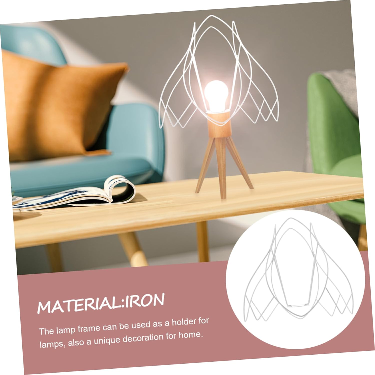 PRETYZOOM Iron Lamp Shade Frame Diy Lampshade Making Frame Rack for Table Lights Woven Lampshade Bracket Modern Light Fixture