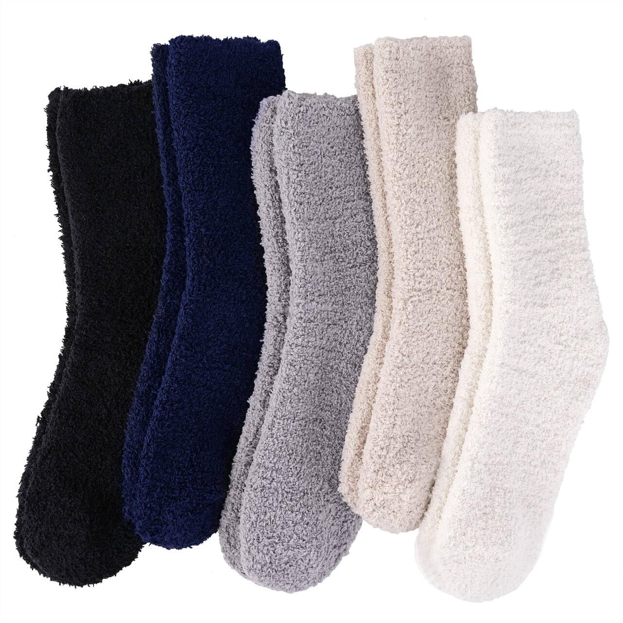 HIALTODAY 5/6 pares de calcetines suaves para mujer, calcetines de cama mullidos de forro polar coral, calcetines gruesos de felpa cálidos, suaves y cómodos en invierno, Mezcla, Talla única