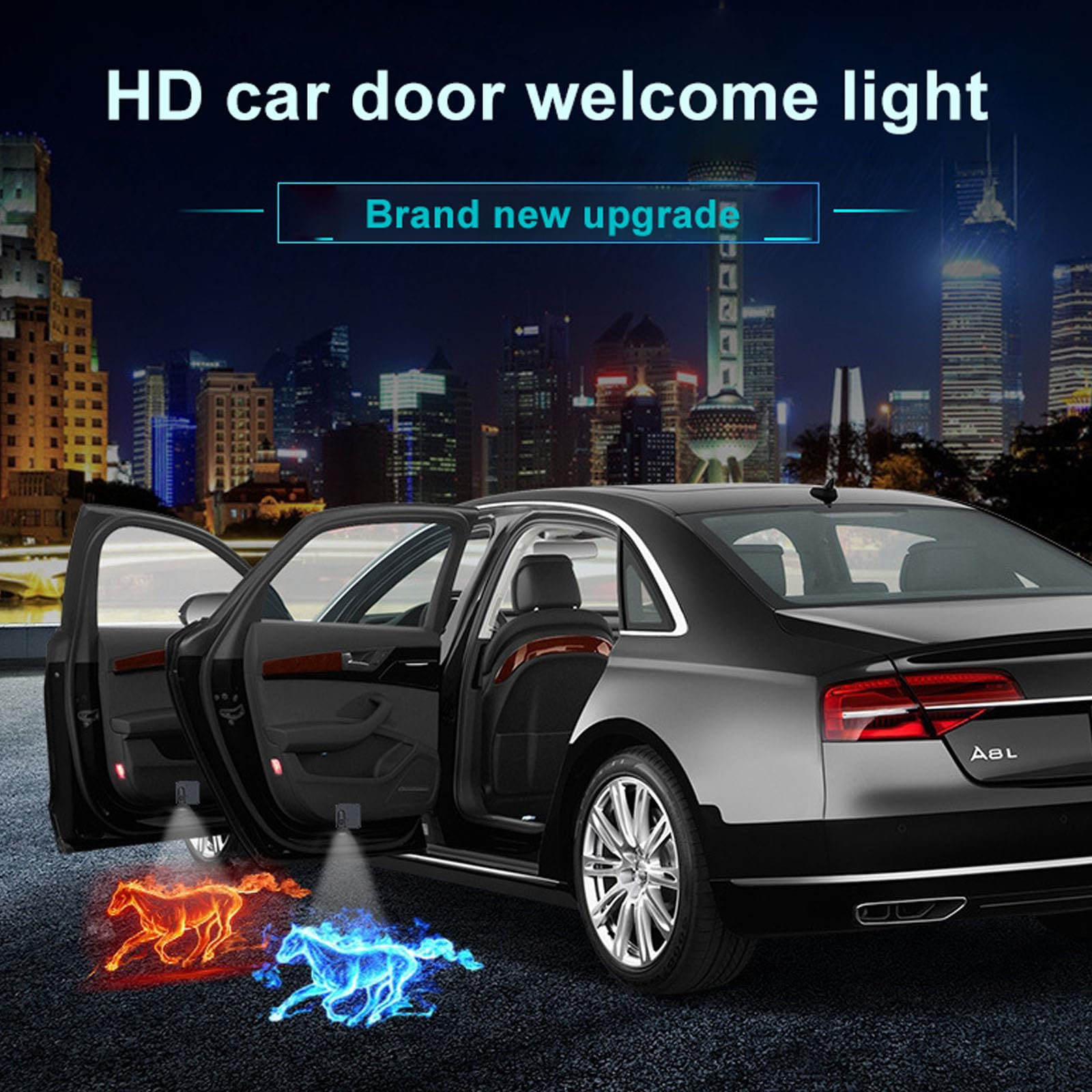 2 Pack Autodeurlichtprojector, Auto-Welkomstlicht, Draadloze 2 Pack Autodeurlichtprojector, Auto-Welkomstlicht, Draadloze