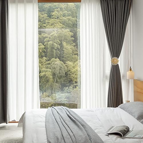 Miniatura 7 de Alzapaños magnéticos de cristal, paquete de 2 soportes para hebilla de cortina de cristal, alzapaños de cortina de flores brillantes con cuerda de