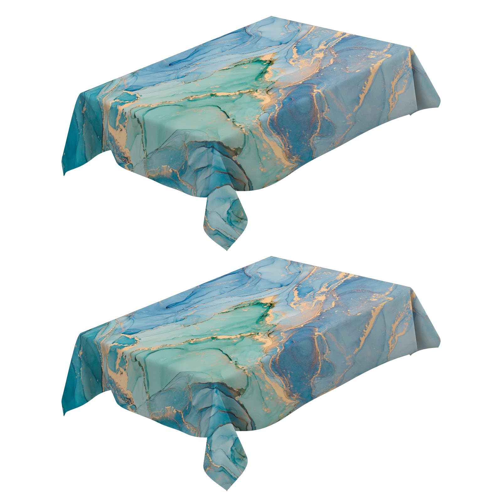 Nappe en polyester marbre bleu 140x180 cm pour table rectangulaire