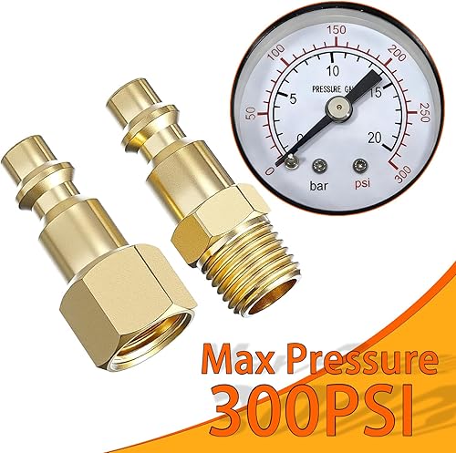 Miniatura 28 de Acoplamiento de aire industrial, enchufe NPT de 1/4 de pulgada y manguera de aire y juego de enchufe FNPT y adaptador rápido, acoplador de aire