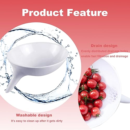 Miniatura 2 de Cuenco colador de frutas con boquilla, 2 unidades, escurridor multifuncional, cesta de alimentos, cesta de drenaje para fregadero de cocina, cesta