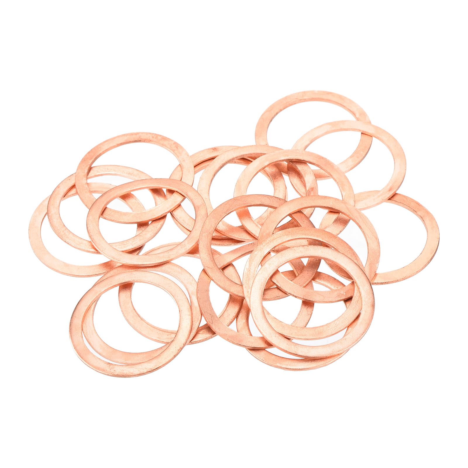 MECCANIXITY 22 Pcs Flat Copper Washers, 20x26x1mm Copper Upgraded Flat Metric Sealing Crush Ring Washers for Hydraulic Fittings Screw Bolt Nut