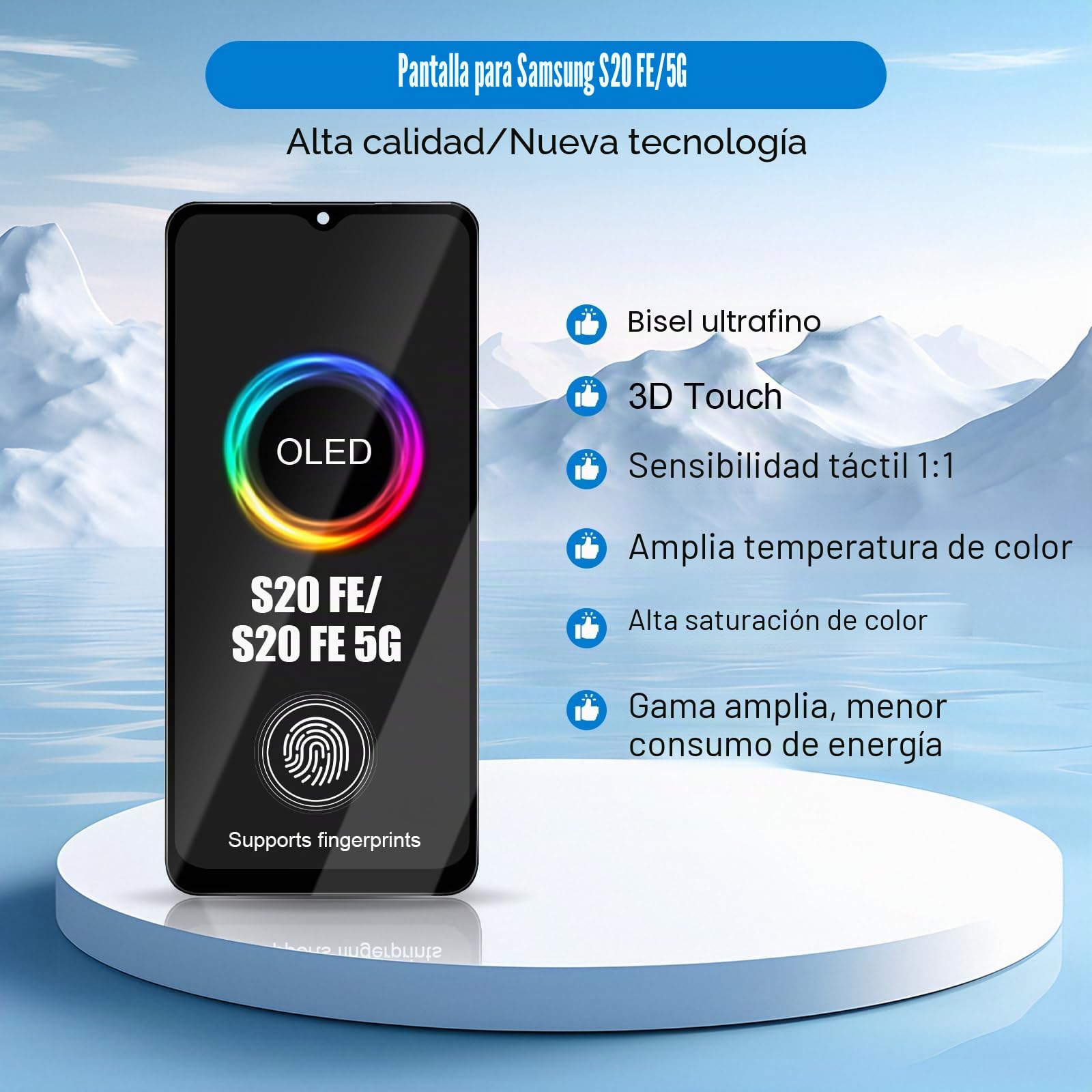 DTD Pantalla OLED para Samsung Galaxy S20 Fe/S20 Fe 5G, Pantalla LCD de Repuesto, digitalizador (6,5 Pulgadas, Negro con Marco), reconocimiento de Huellas Dactilares, Compatible S20 Fe/S20 Fe 5G