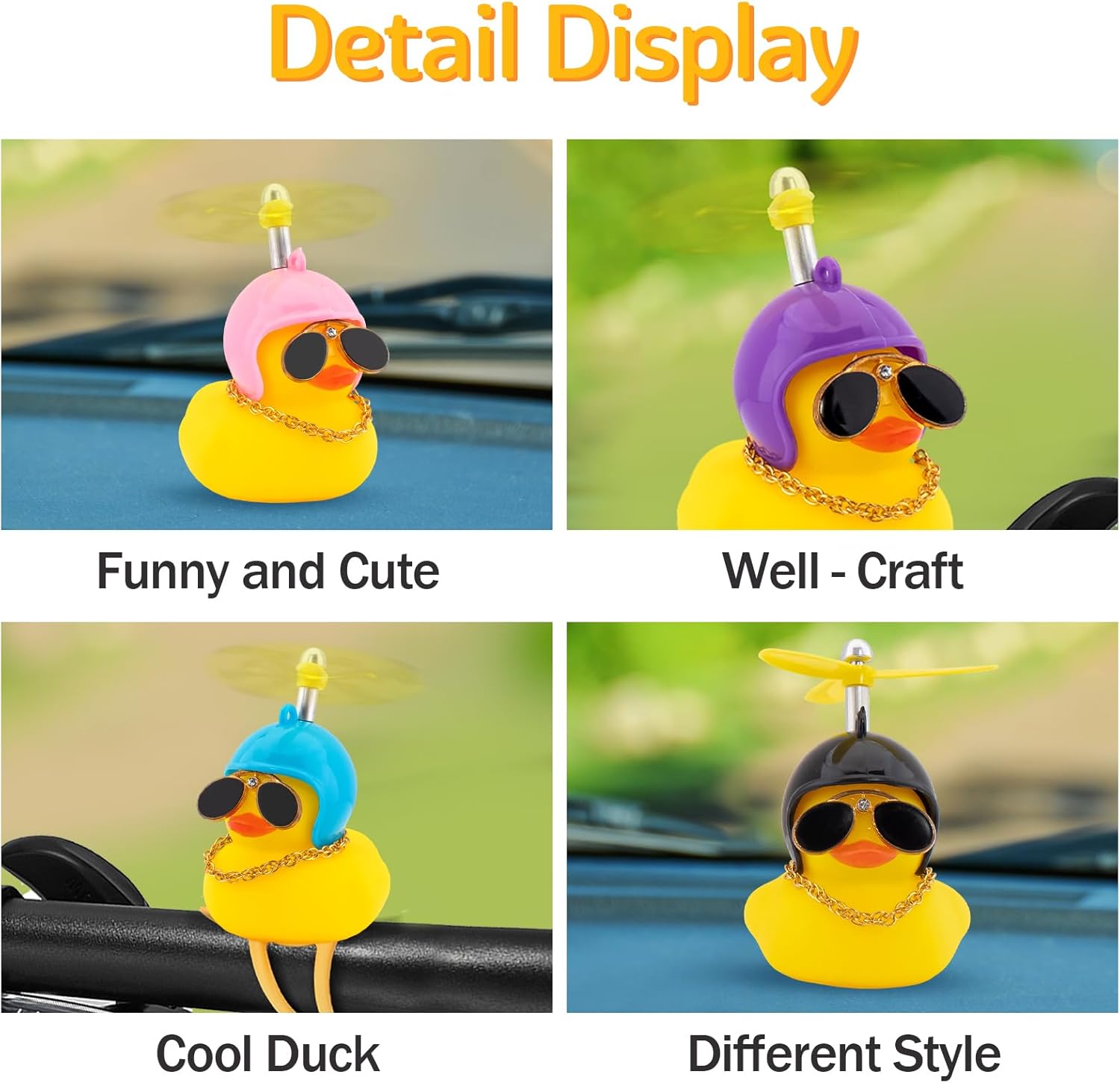 wonuu Bike Rubber Ducks with Helmet, for Car Dashboard Decoration Duck Motorcycle Bicycle Cycling Accessories NOT Squeak (Black)