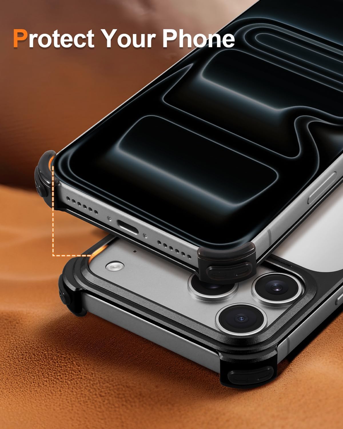 OATSBASF for iPhone 17 Pro Max Bumper Case, Metal Aluminum Frameless Slim, No Back Design Compatible with MagSafe, Shockproof Phone Case 6.9 inch, Black