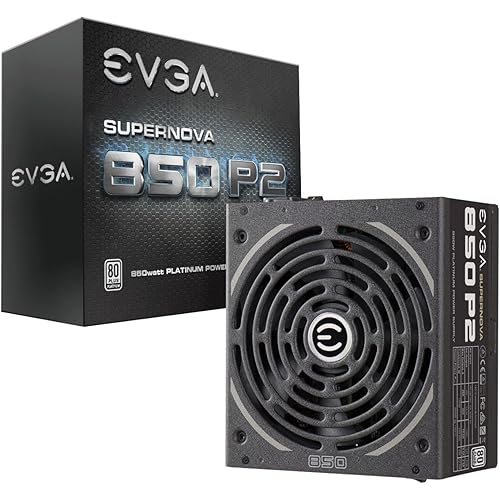 EVGA SuperNOVA 850 P2, 80+ PLATINUM 850W , Fully Modular , EVGA ECO Mode, 10 Year Warranty , Includes FREE Power On Self Tester, Power Supply 220-P2-0850-X1,Black