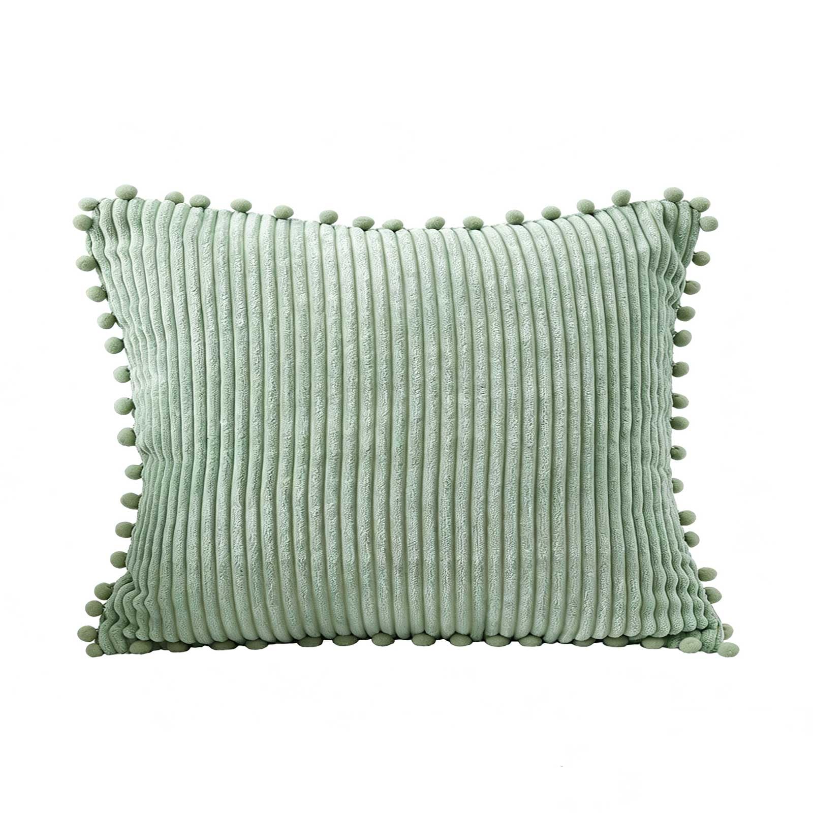 AXCTYSFP Corduroy Striped Decorative Throw Pillow Covers with Pom Solid