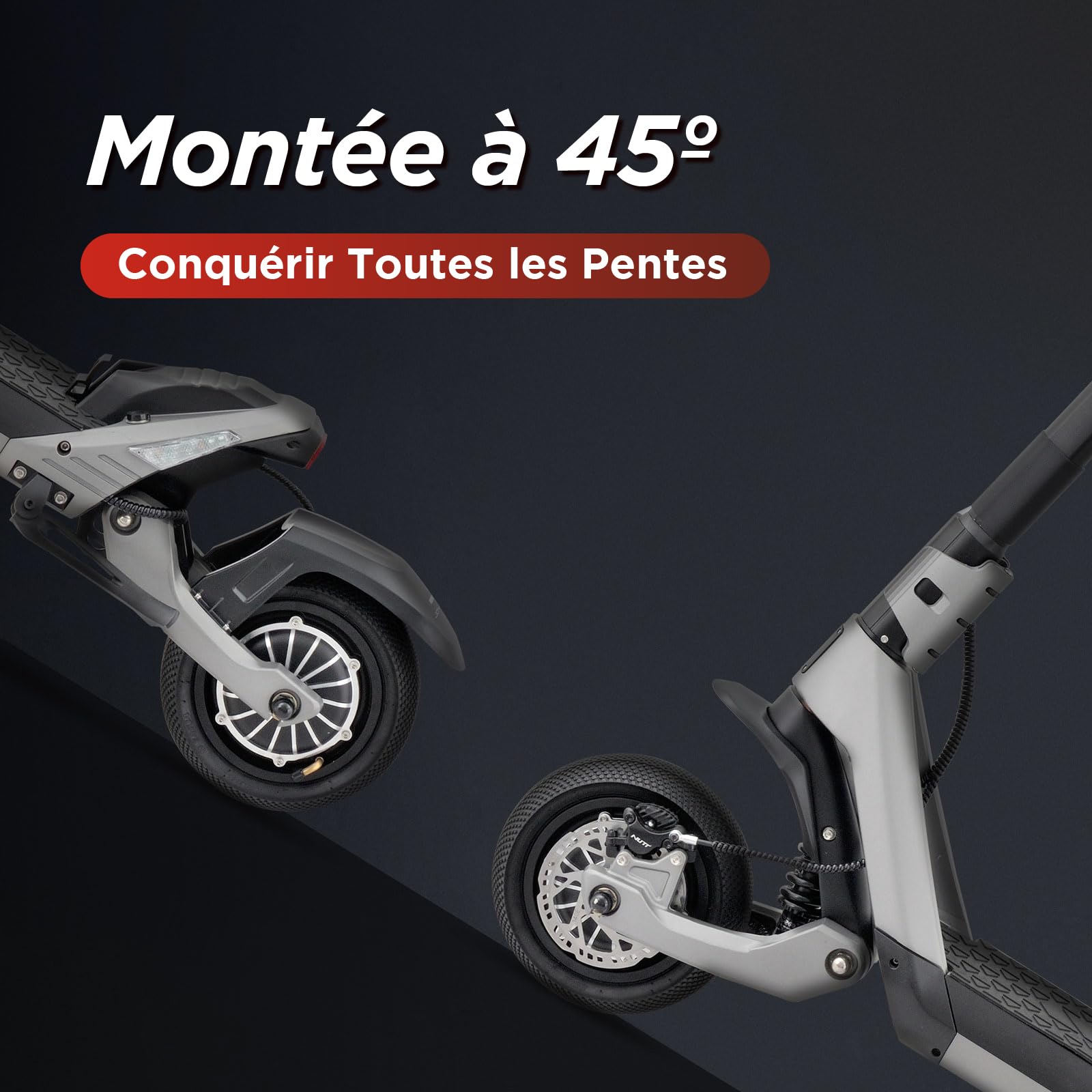 Joyor LuxeRider Trottinette électrique adulte, pliable, deux moteurs de 1200W, batterie de 52V 21AH, autonomie de 55-60km, roues pneumatiques de 25,4x8,9cm, charge maximale 150KG, double suspension