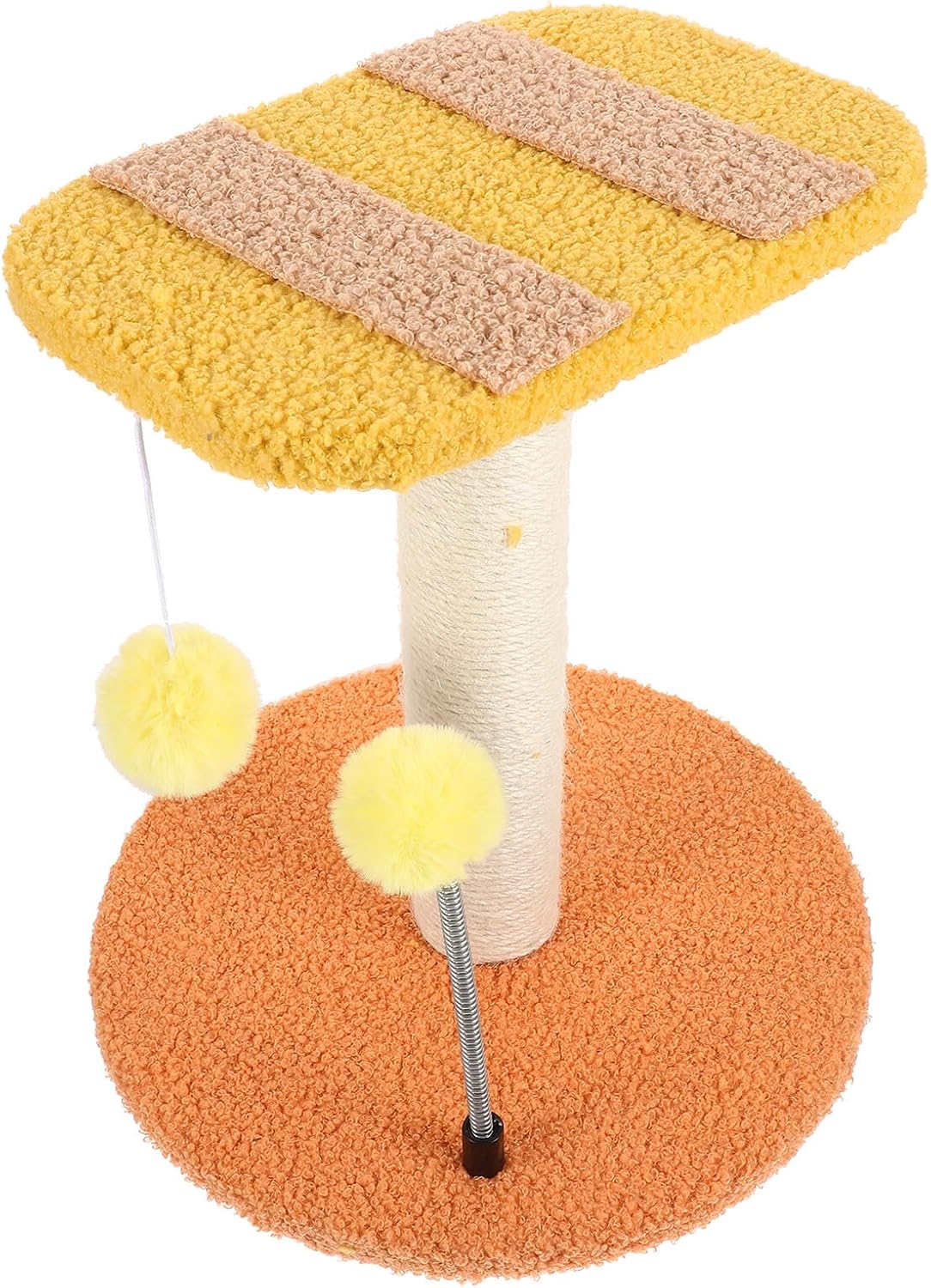 Amosfun -Shaped Cat Scratching Post Tower for Indoor Cats Wear-Resistant Small Size Kitten Scratcher with Comfortable Play Perch and Sturdy Sisal Cover