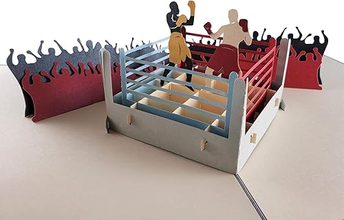 Miniatura 4 de iGifts And Cards Tarjeta de felicitación desplegable 3D de boxeo – Deportes, Negro, Lucha, Multitudes, Ganador – Se pliega – Diversión, Solo Porque,
