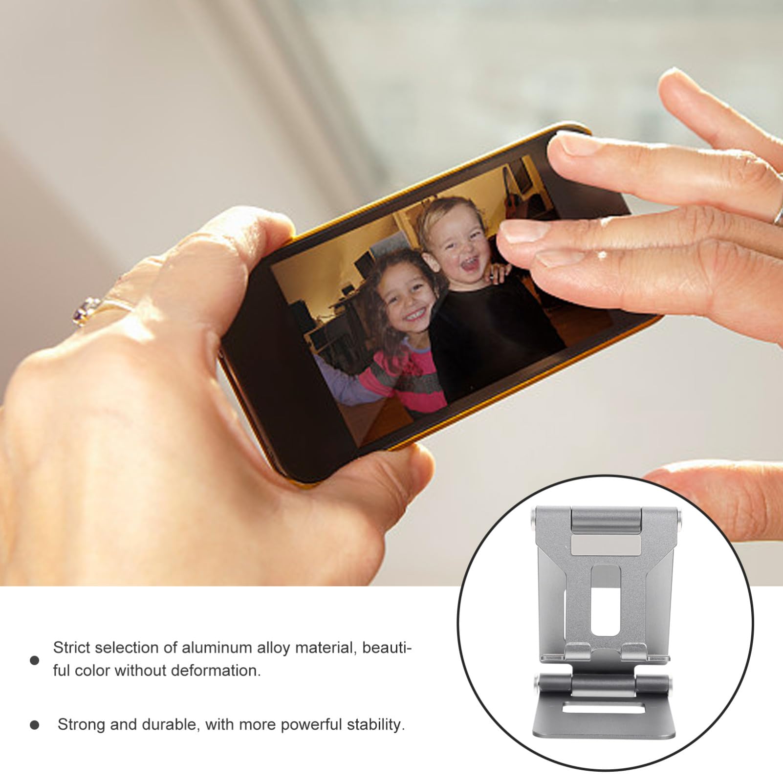 5 Piezas Soporte Móvil y Tablet Plegable Soporte Metálico de Escritorio Resistente y Estable para Smartphones y Tablets Diseño Portátil Gris para Cómodo