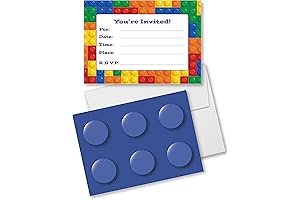 Kid's Construction Invitation Cards for Block-Themed Birthday Party