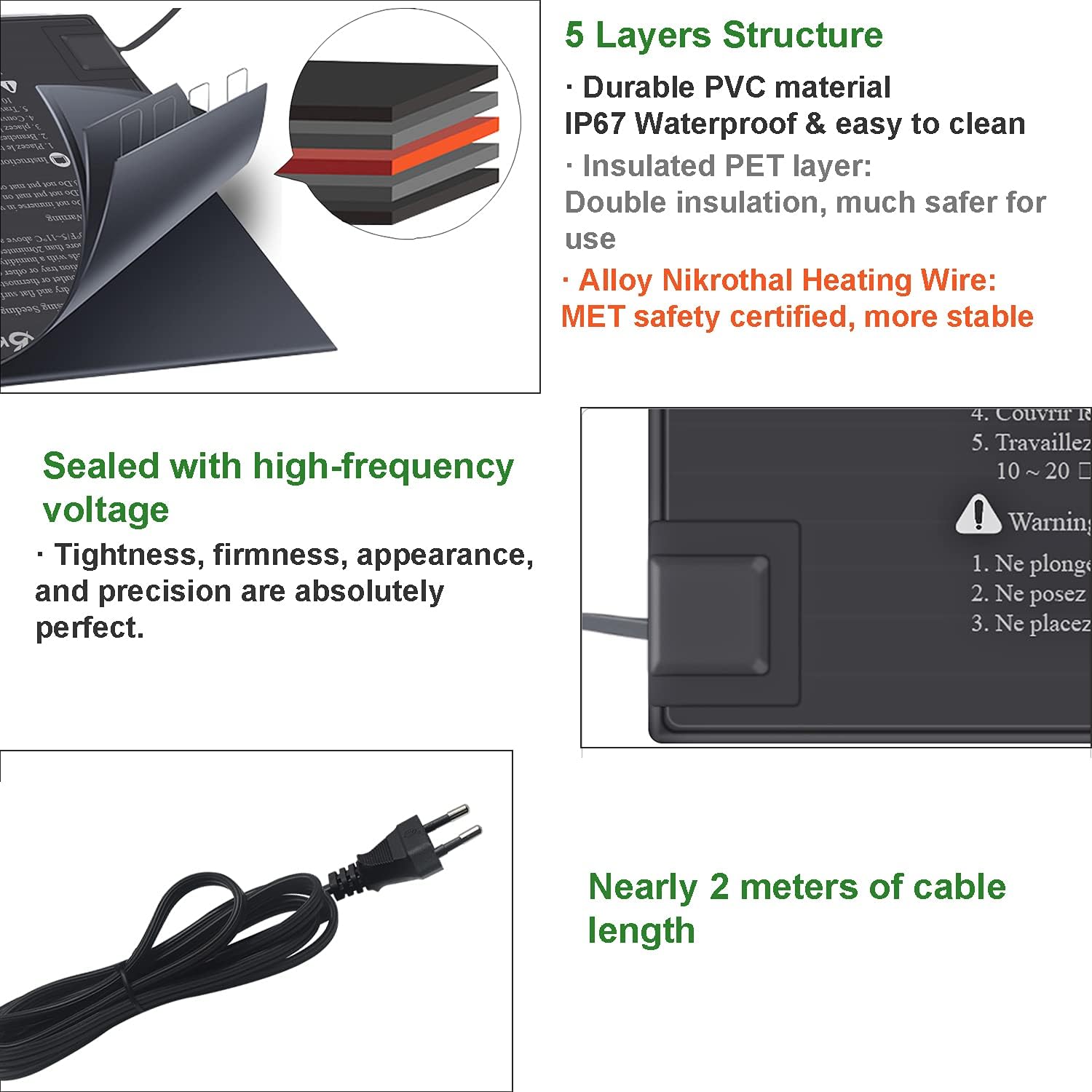KETOTEK Heat Mat 5-Layer Structure and Cable