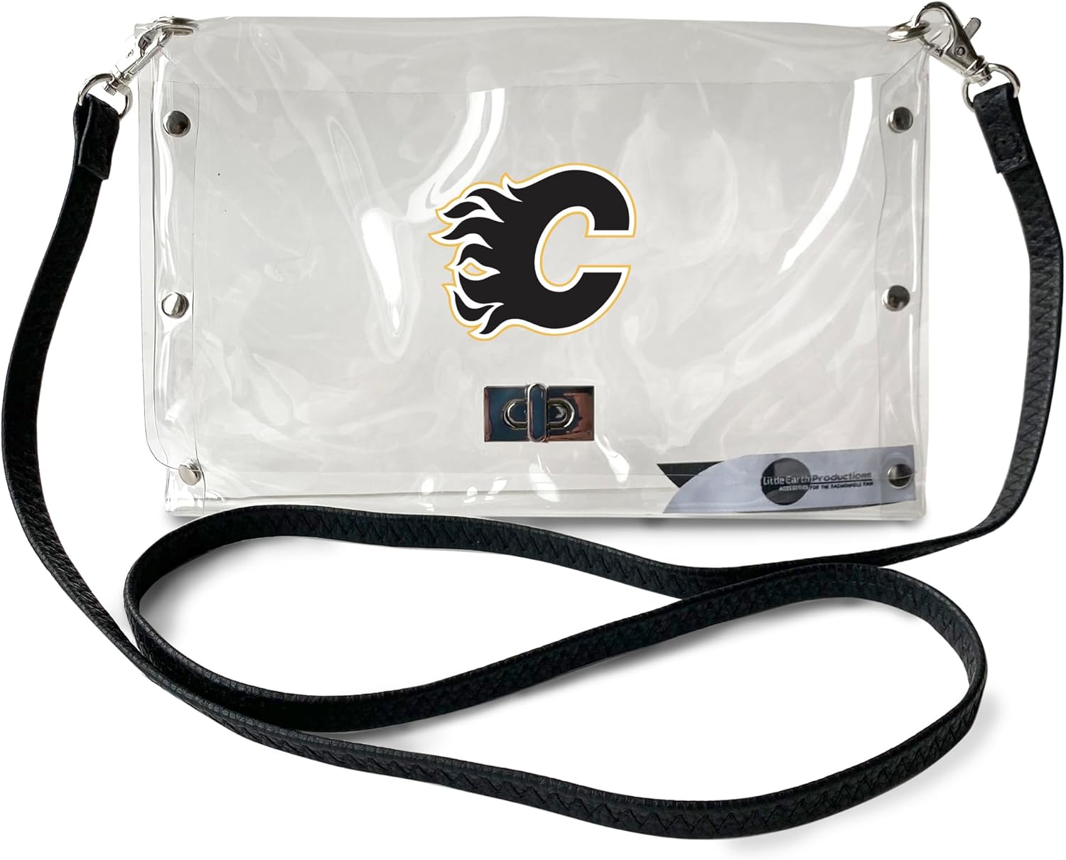 Littlearth NHL Colorado Avalanche Clear Envelope Purse with Black Fashion Strap, Team Color, 10" x 6.5" x 0.5"