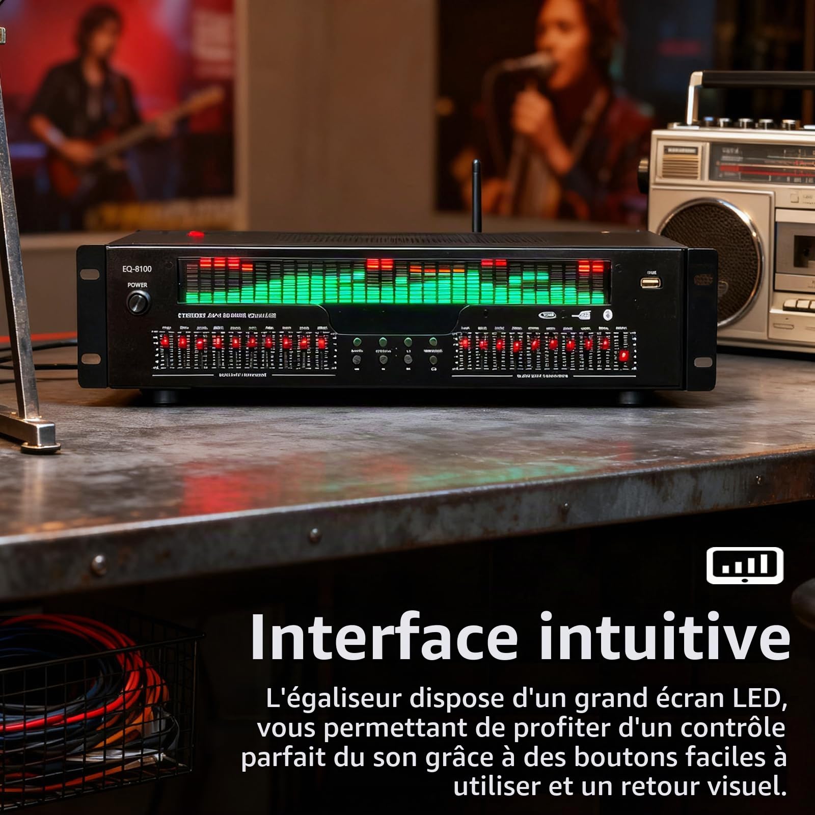 Equalizer, 31 Bandes Equalizer Graphique Stéréo Professionnel Analyseur de Spectre Processeur de Son Système Audio Réduction du Bruit Optimisation du Son pour Les Studio d'Enregistrement