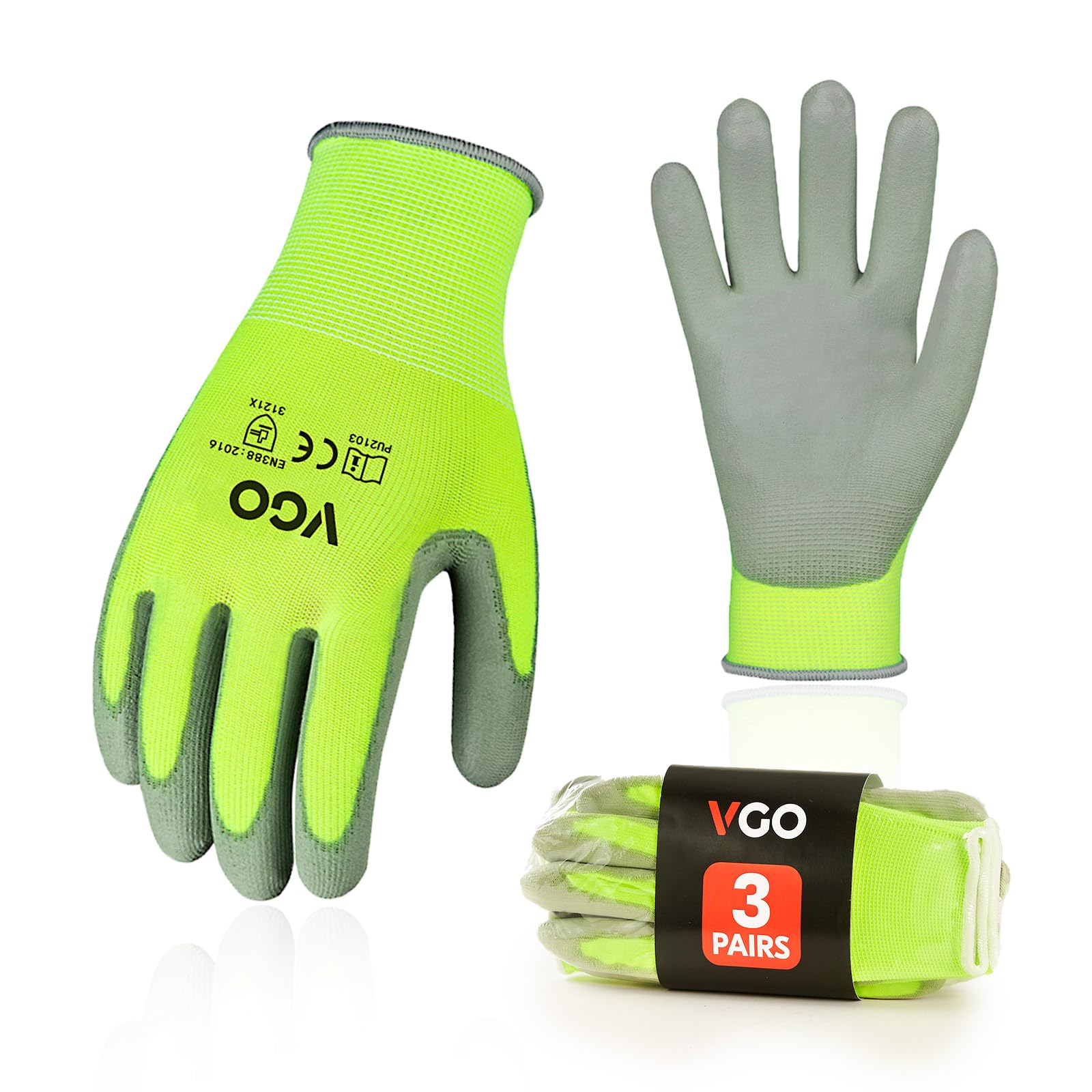Vgo... 3 Pairs of Nitrile-Coated Gloves, Gardening and Work Gloves, for Women (NT2110) — view 16