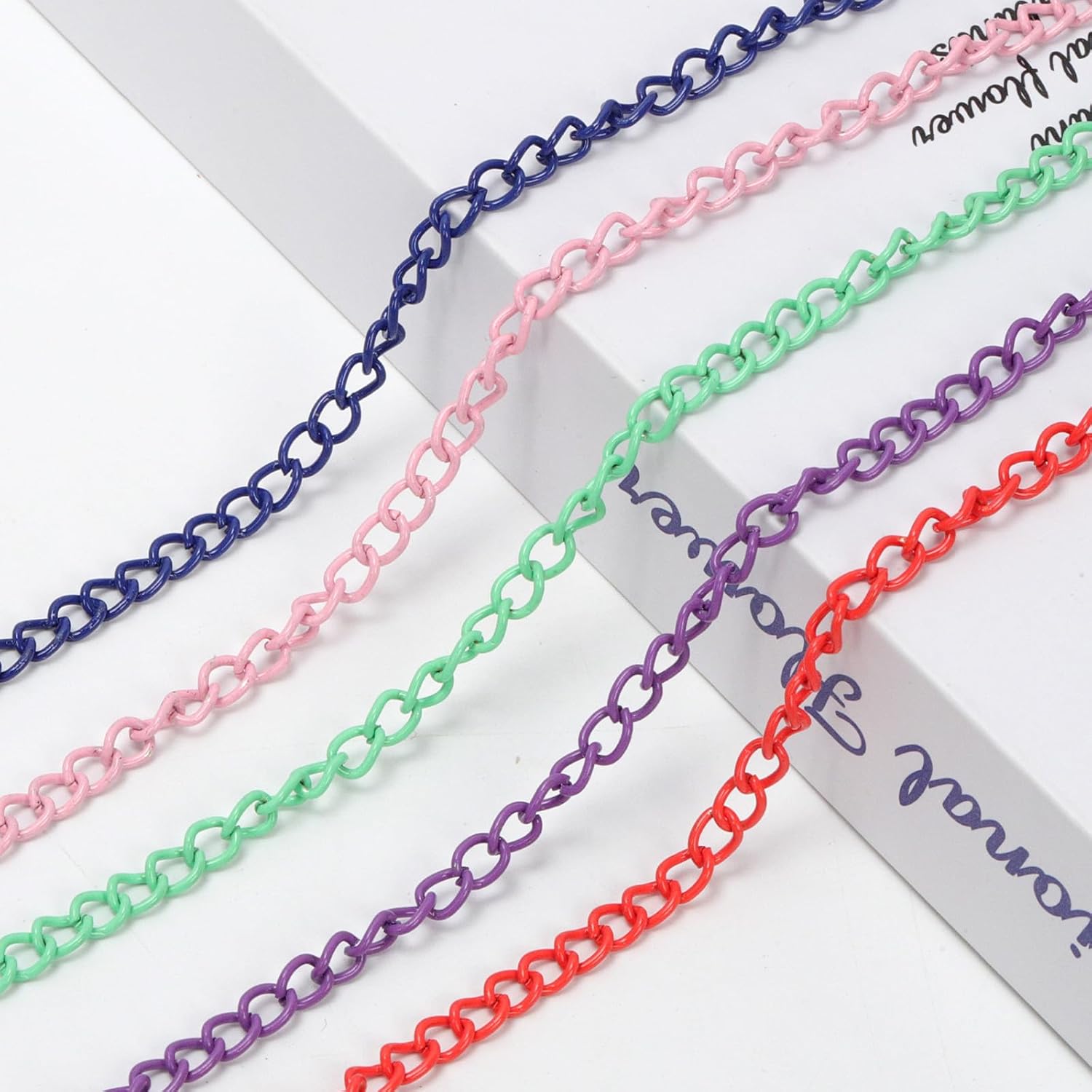 Mardatt 1 Roll 16.4 Feet Pink Jewelry Making Chain, Necklace Chains Curb Chain Jewelry Chain Links for DIY Necklace Bracelet Craft - Image 4