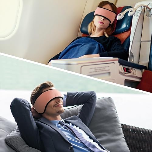 Miniatura 7 de Máscara para dormir, máscara de ojos para dormir con cabezas ajustable, tela de felpa para hombres y mujeres, máscara de oreja 2 en 1 y máscara de