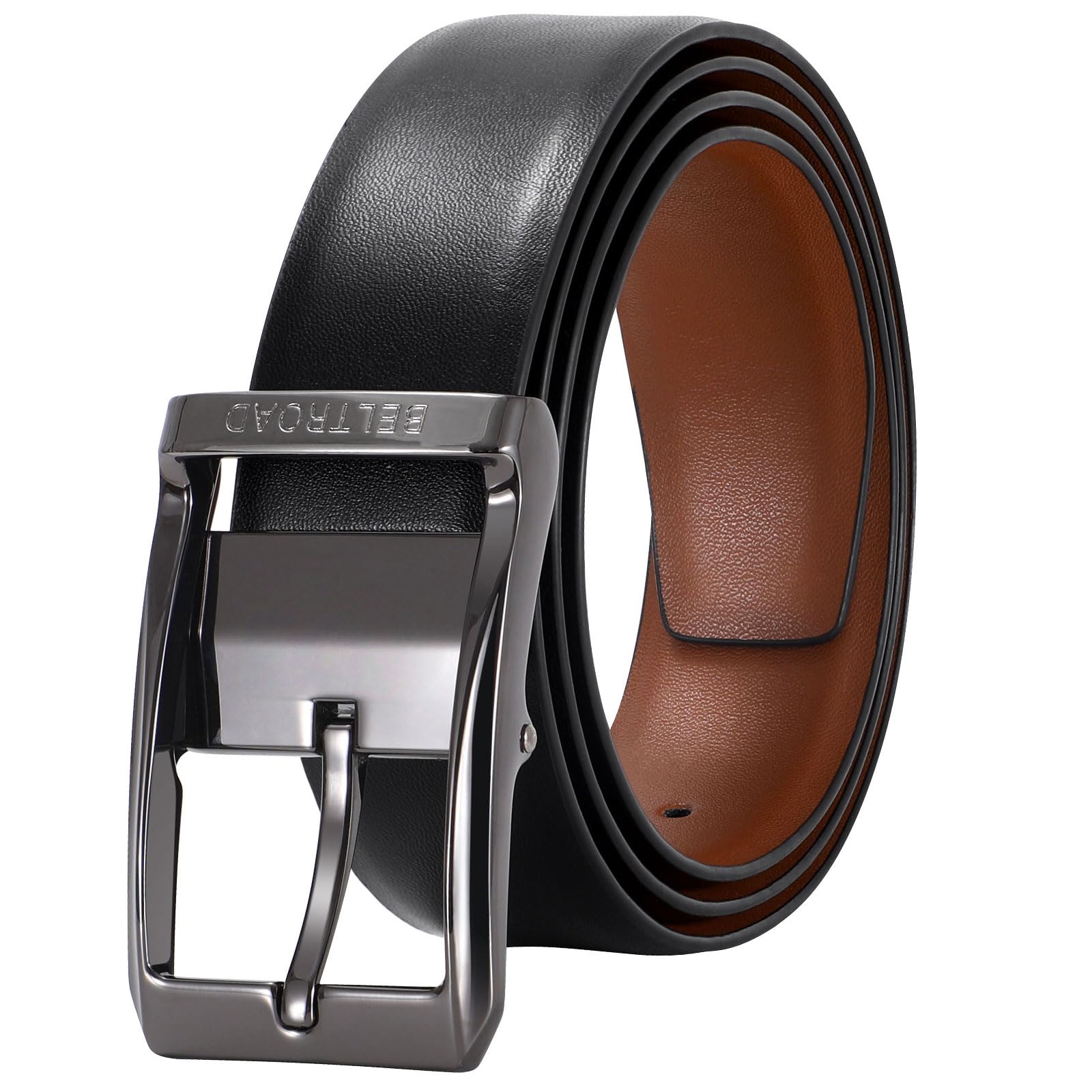 Men's Leather Belt for Jeans, Work, Business & Casual - Black, One Size, 1.3" Width, Alloy Buckle