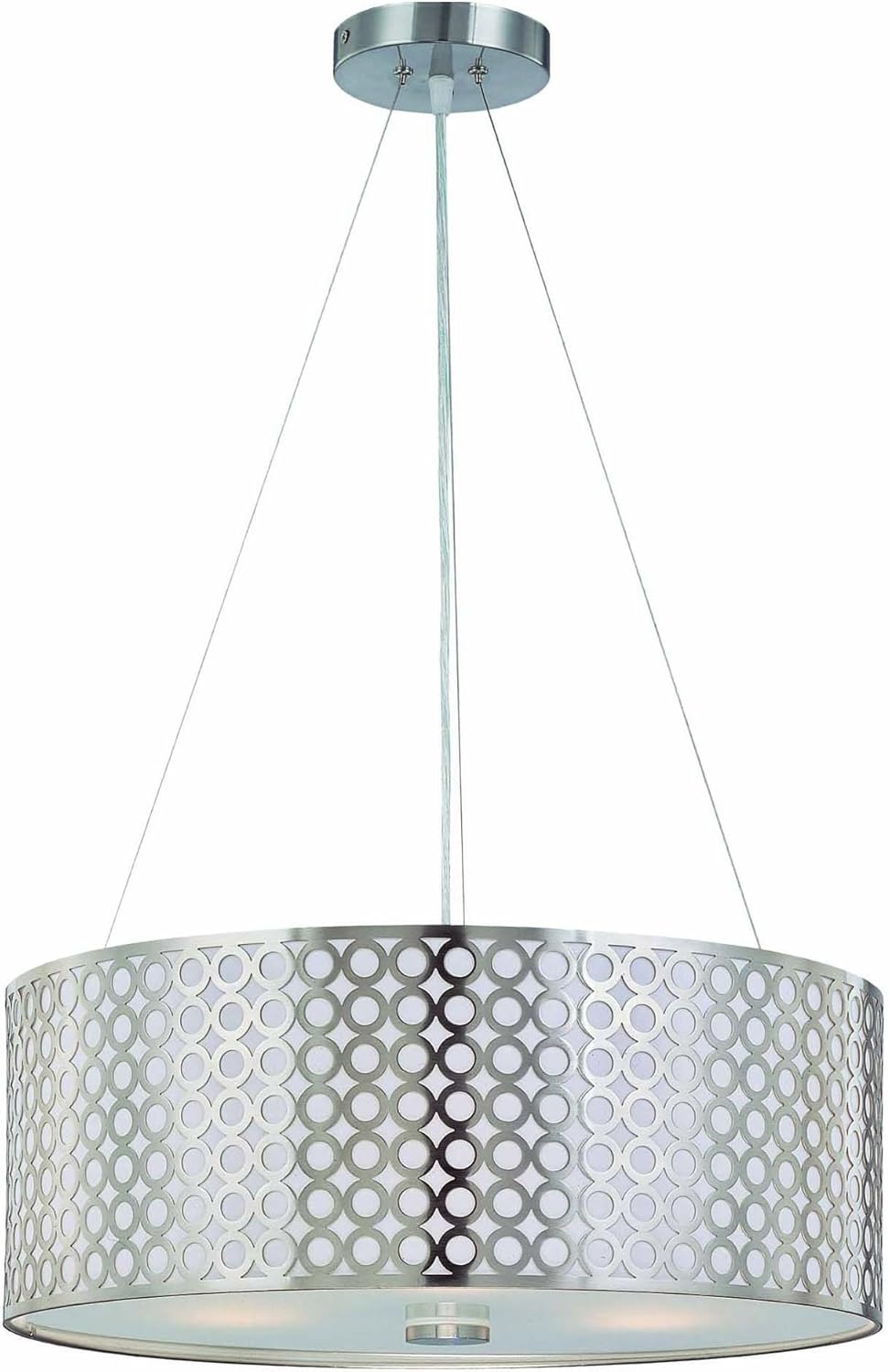 Lite Source LS-19519PS Netto Ceiling Lamp, Polished Steel with Net Metal Front And White Polished Steel Back Shade