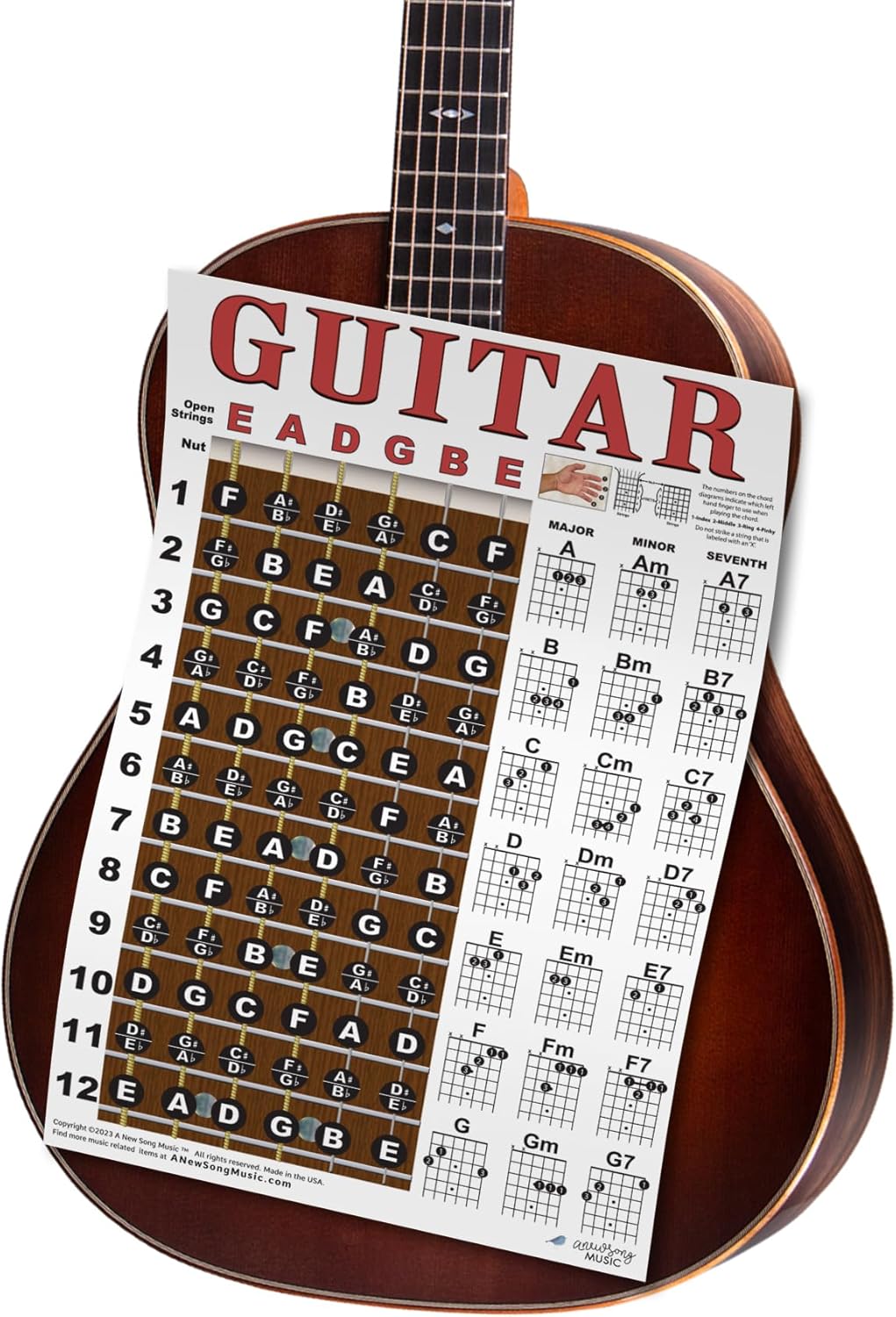 S Mua Laminated Mandolin Fretboard Notes & Easy Beginner Chord Chart 11 Instructional Poster By A New Song Music B08193qyz2 Fret Eraser