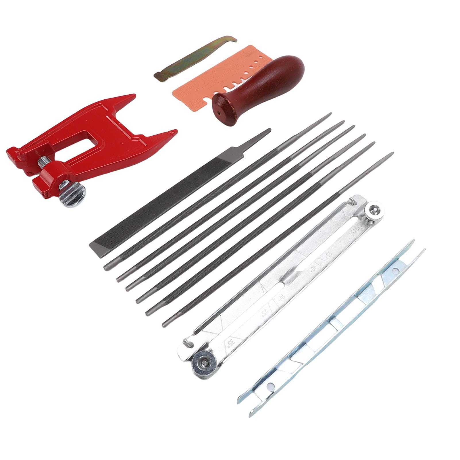 Kit de Lima para Motosierra de 14 Piezas |Afilador de Motosierra Universal con Tornillo de Banco/Lima Plana/medidor de Profundidad |Kit de Afilado portátil para Servicio in