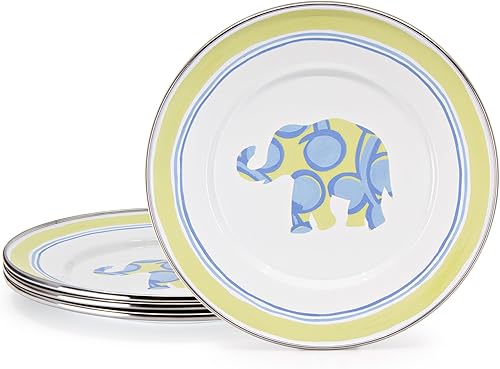 Golden Rabbit Platos esmaltados para niños, 8.5 pulgadas, elefante, juego de 4