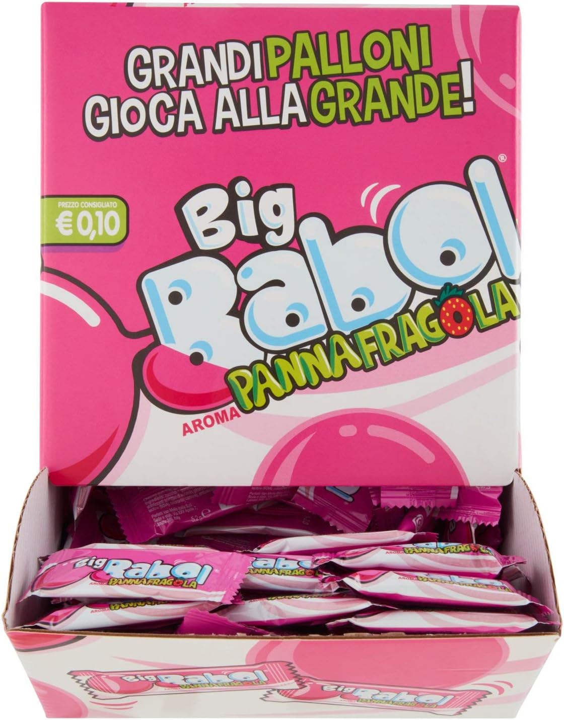 Big Babol Panna e Fragola Chewing Gum Morbido, senza Glutine, Gusto Panna e Fragola, Confezione Big Babol Panna e Fragola Chewing Gum Morbido, senza Glutine, Gusto Panna e Fragola, Confezione