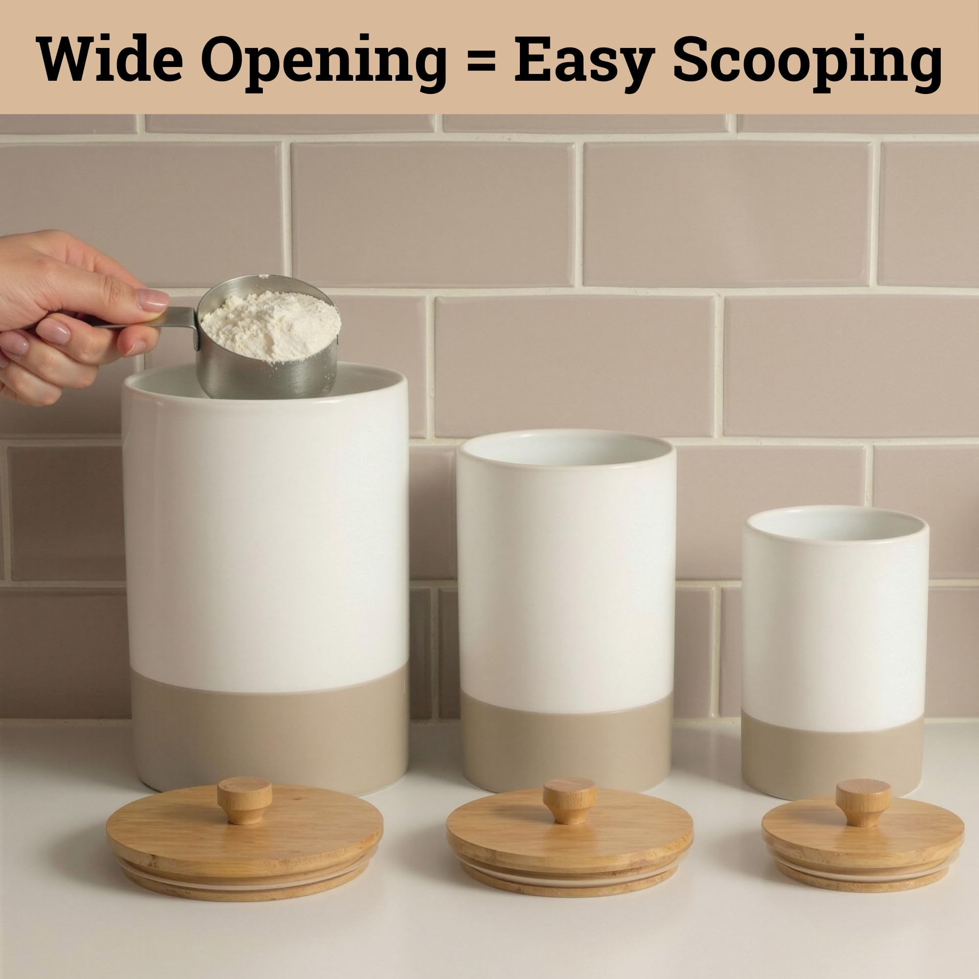 Amazon.com: Ceramic Kitchen Canisters for Countertop Set of 3 with Amazon.com: Ceramic Kitchen Canisters for Countertop Set of 3 with